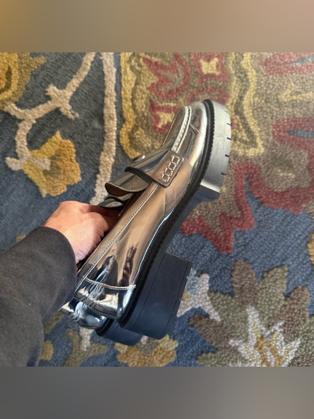 Coach Metallic Silver Women’s platform Penny Loafers - Picture 3 of 8